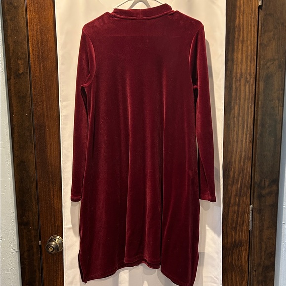 Pure Jill Velvet Long Sleeve Burgundy Dress - Picture 4 of 5